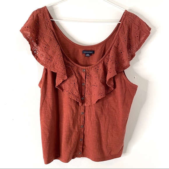 American Eagle Outfitters Tops - AEO Terracotta Embroidered Sleeveless Top